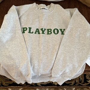PLAYBOY Heather Gray Top with Green Accents